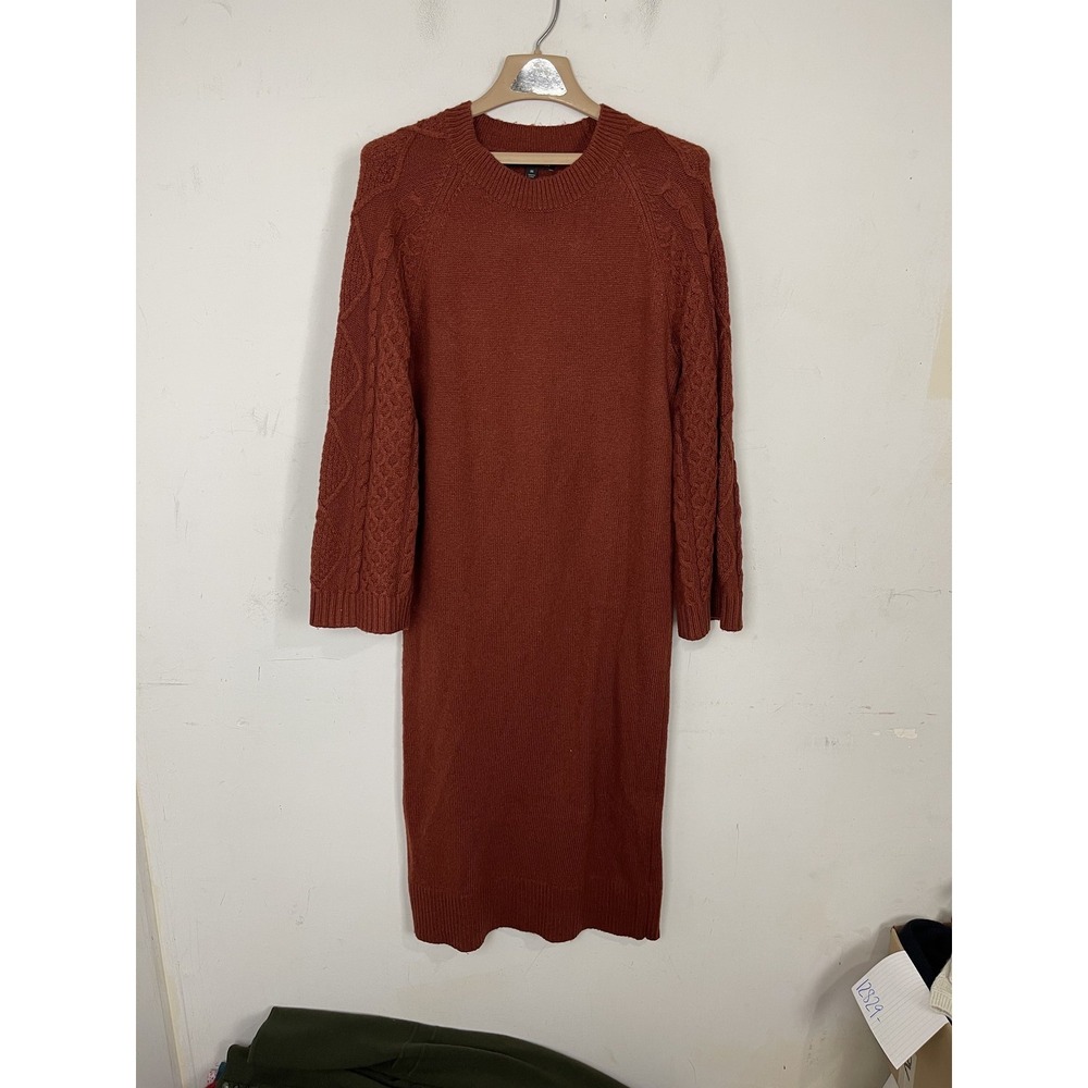 Banana Republic Womens Sweater Dress Medium Rust‎ Fall Cable Knit International